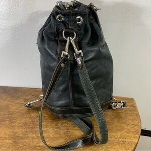 Vintage rugby unisex leather backpack